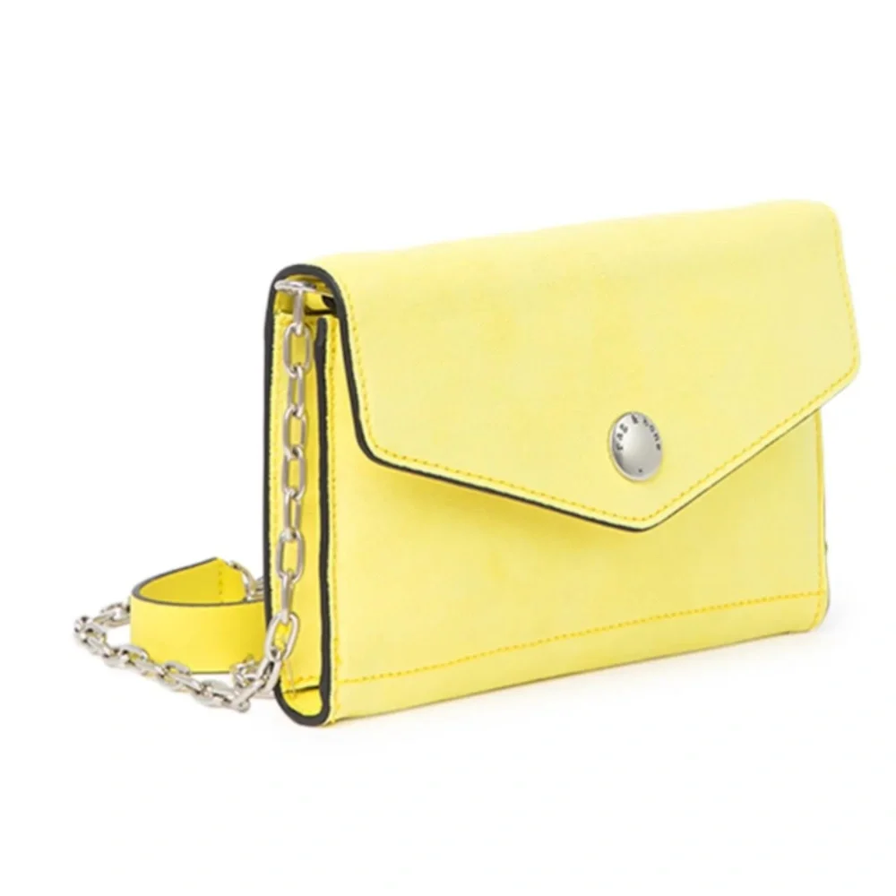 NWT $195 rag & bone Atlas Suede Wallet on a Chain in Yellow!